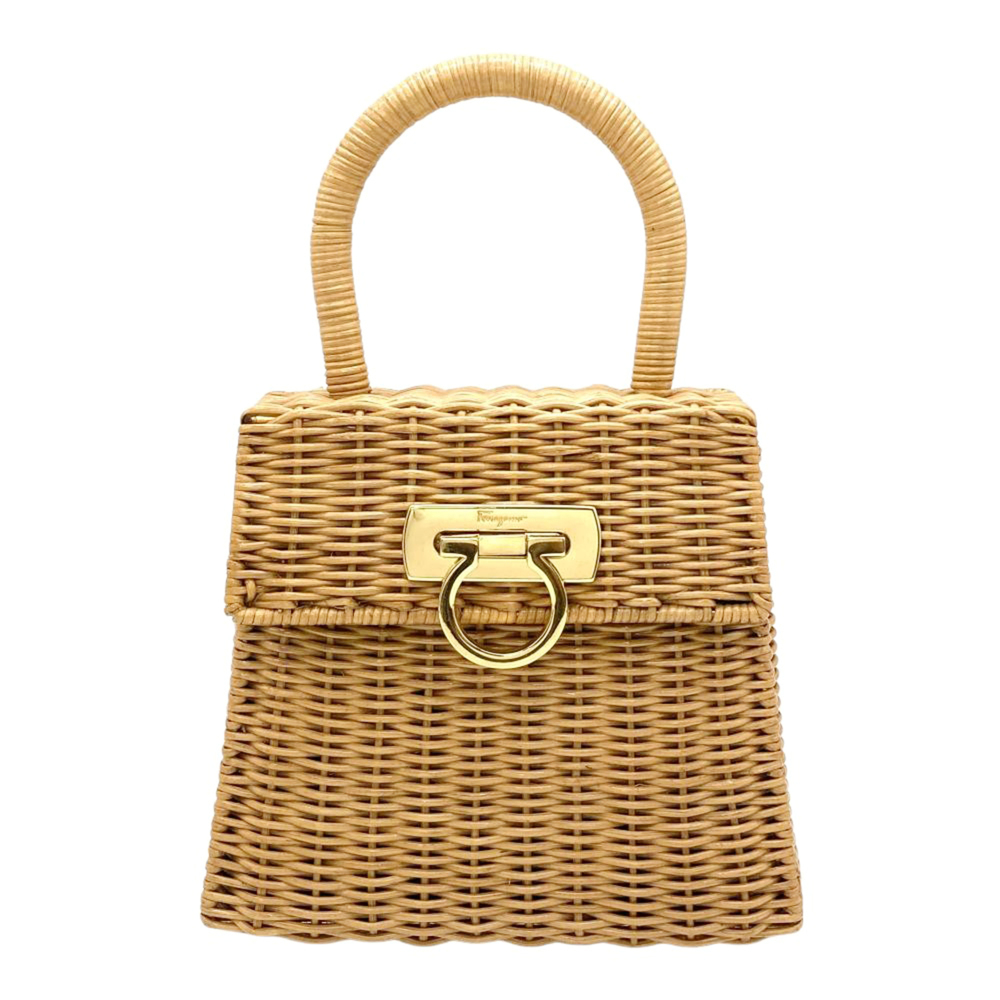 Salvatore Ferragamo Ferragamo Gancini Iconic Top Handle Basket Bag Handbag, R...